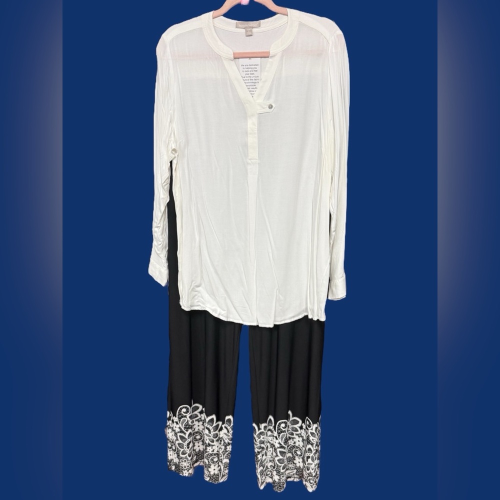 Woman Within White Long Sleeve Henley Blouse